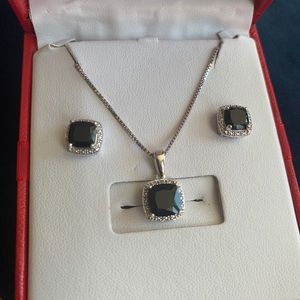 Black Onyx Sterling Silver earrings/pendant set